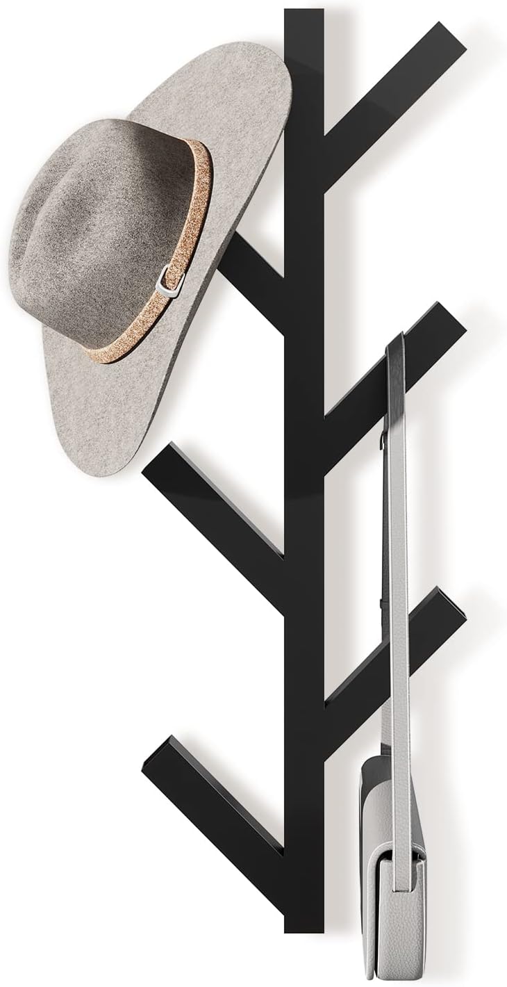 RRG Vertical Coat Rack Wall Mounted 16 Inch, Metal Vertical Hat Rack for Wall, Modern Coat Rack Tree for Hats, Jackets, Bags, Entryway Bedroom (Height 16") - Image 1